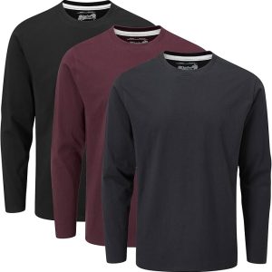charles wilson 3er pack langarmshirts mit rundhalsausschnitt – klassische herren t shirts aus hochwertiger baumwolle, ideal für alltag, freizeit und Übergangszeit.