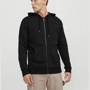 jack & jones herren hoodie mit reißverschluss – schlichter, bequemer kapuzenpullover für alltag und freizeit