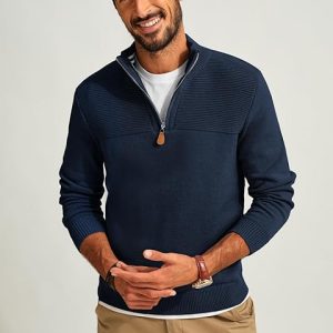 charles wilson troyer herren strickpullover mit reißverschluss und stehkragen – arbeits und freizeitpullover