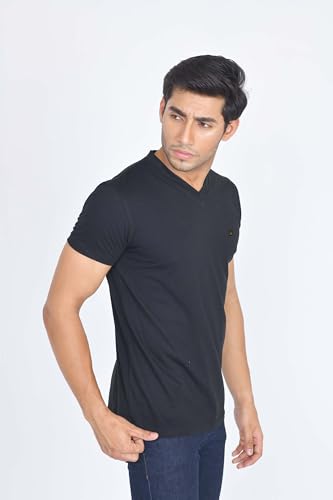 31nzdseg5gl.jpg JRC Just Royal Clothing 4er-Pack Herren V-Ausschnitt Kurzärmlige T-Shirts Schwarz, 100% Baumwolle,Comfort-Fit,ideal für