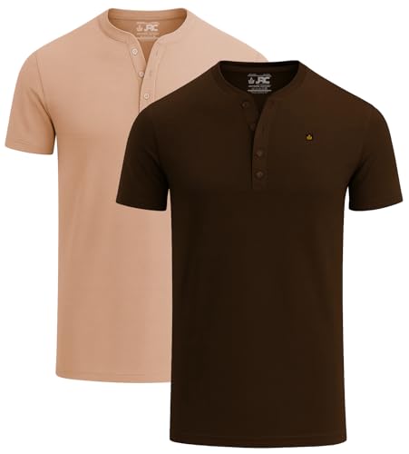 31utvhlzall.jpg JRC Just Royal Clothing 2er-Pack-light-Herren-Henley-T-Shirts-mit-halben-Ärmeln-für-Sommer-Bequeme-unteren-Oberteile-Hig