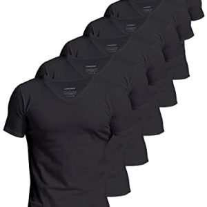 Heim Comfneat Herren Unterhemd 100% Baumwolle V-Ausschnitt (4er Pack) | Comfneat Männer Baumwoll T-Shirt Kurzarm V-Ausschnit