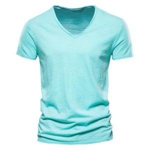 Baumwollige Generisch Einfarbig V-Ausschnitt T-Shirt für Herren Sommer Regular Fit Casual Outdoor Basic T-Shirt | Casua