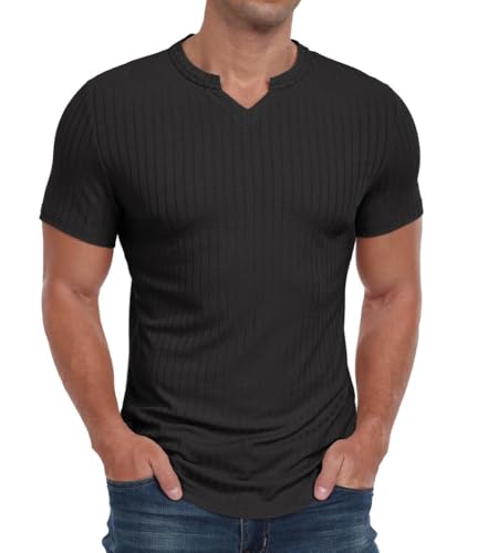 419camtug8l.jpg PrinStory Herren Kurzarm Stretch Poloshirt V-Ausschnitt Freizeit Atmungsaktiv Oberteile | PrinStory Herren Kurzarm T-Sh