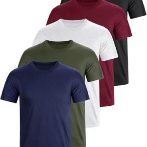 E-LIINJOYE Herren Baumwolle T-Shirt 5er Pack Basic Fit Arbeitsshirts S M L XXL 3XL 4XL Einfarbig Sommer Männer Arbeitskl