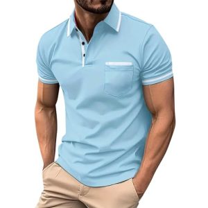 YSFWL Poloshirt Herren Sommer Atmungsaktiv Casuellcomfort Slim Fit Golfshirt Poloshirt