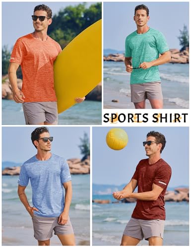 41mrdbmh1gl.jpg TACVASEN Herren Meliert Sport T-Shirts Kurzarm Schnelltrocknend Laufshirts mit Reflektierender Streifen Funktionsshirt