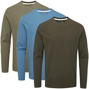 Charles Wilson 3er Pack Langarm T-Shirt Mit Rundhalsausschnitt für Männer für den Sommer mit Temperaturextremsicherheit