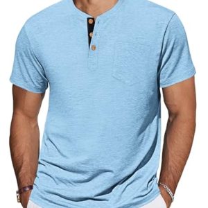 TARAINYA Baumwolle Henley T-Shirts Herren Einfarbig Sommer Basics M-4XL OEKO-TEX STANDARD 100
