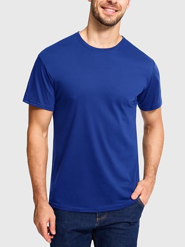 41mydrhq3el.jpg E-LIINJOYE Herren Baumwolle T-Shirt 5er Pack Basic Fit Arbeitsshirts S M L XXL 3XL 4XL Einfarbig Sommer Set Für Männer