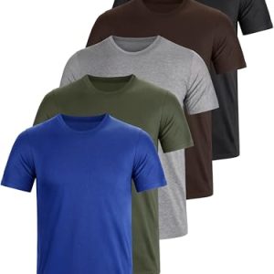 E-LIINJOYE Herren Baumwolle T-Shirt 5er Pack Basic Fit Arbeitsshirts S M L XXL 3XL 4XL Einfarbig Sommer Set Für Männer