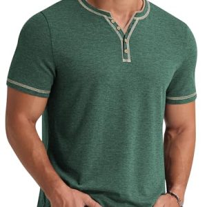 NITAGUT Männer Henley-Tee-Shirt Kurzarm V-Ausschnitt Sommershospielle Slim Fit | NITAGUT Kurzarmes V-Ausschnitt Männer
