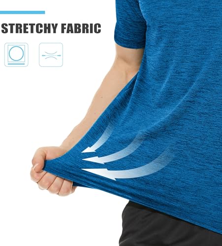 41yalvbvypl.jpg TACVASEN Herren Meliert Sport T-Shirts Kurzarm Schnelltrocknend Laufshirts mit Reflektierender Streifen Funktionsshirt