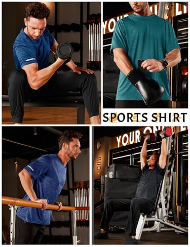 512rbasl dl.jpg TACVASEN Herren Meliert Sport T-Shirts Kurzarm Schnelltrocknend Laufshirts mit Reflektierender Streifen Funktionsshirt