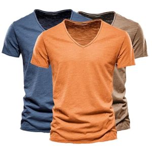 Generisch herren V-Ausschnitt T-Shirts 1/2/3er Pack - Modische Kurzarmshirts aus Slub Baumwolle | Bequeme Basic Sommerob