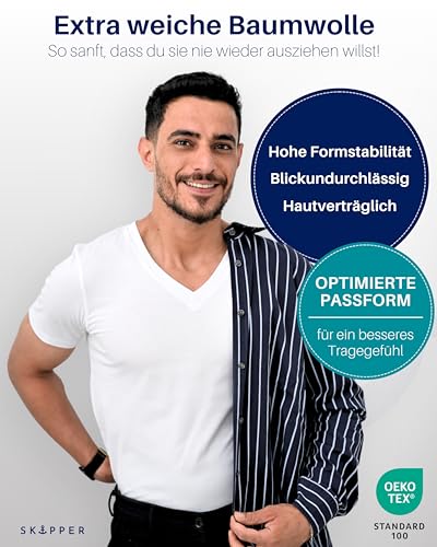 51cig4flwnl.jpg Skipper Basic T-Shirts Weiß Größe L für Herren | Skipper Vorzügliches Baumwollunterhemd für Unternehmen Herren Größe Me