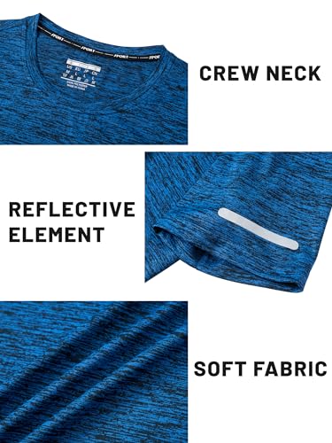 51aodf8rmrl.jpg TACVASEN Herren Meliert Sport T-Shirts Kurzarm Schnelltrocknend Laufshirts mit Reflektierender Streifen Funktionsshirt