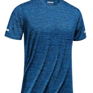 TACVASEN Herren Meliert Sport T-Shirts Kurzarm Schnelltrocknend Laufshirts mit Reflektierender Streifen Funktionsshirt