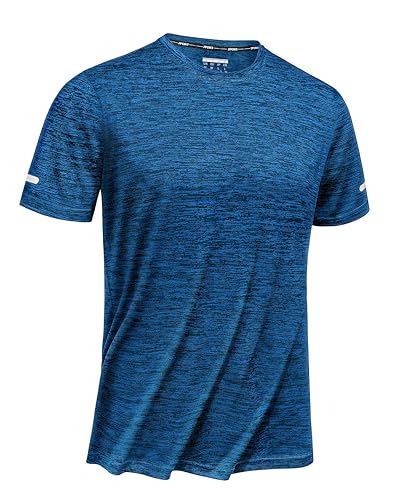 51g2xcvgxl.jpg TACVASEN Herren Meliert Sport T-Shirts Kurzarm Schnelltrocknend Laufshirts mit Reflektierender Streifen Funktionsshirt