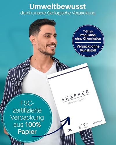 51ml2ssyv3l.jpg Skipper Basic T-Shirts Weiß Größe L für Herren | Skipper Vorzügliches Baumwollunterhemd für Unternehmen Herren Größe Me